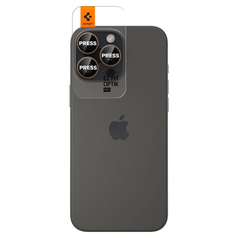 Spigen Optik Pro GLAS.TR EZ FIT Camera Protector for iPhone 16 Pro / Pro Max (2-Pack), Brown
