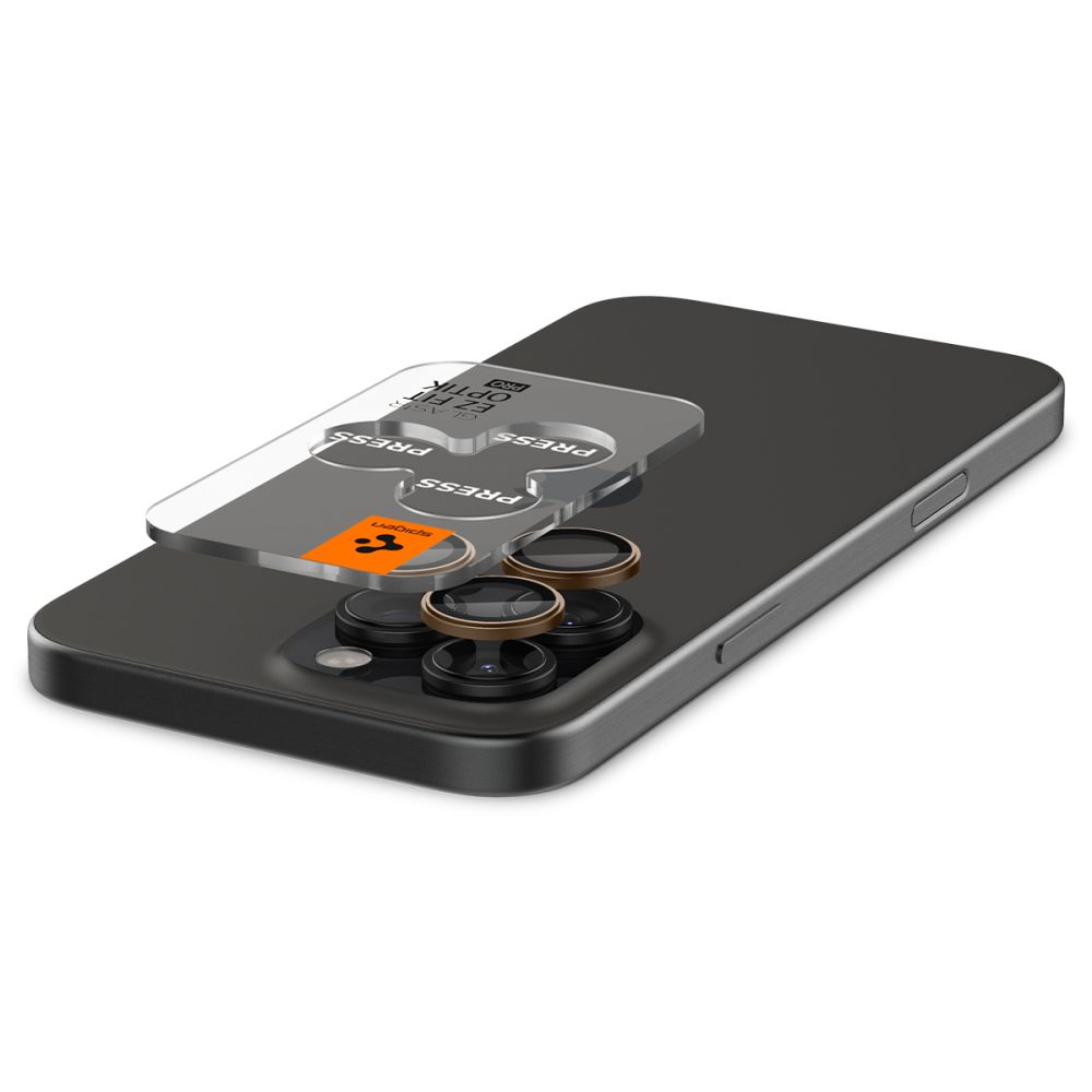 Spigen Optik Pro GLAS.TR EZ FIT Camera Protector for iPhone 16 Pro / Pro Max (2-Pack), Brown