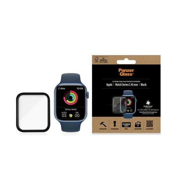 PanzerGlass Curved Apple Watch 7 45mm Antibacterial black/black
