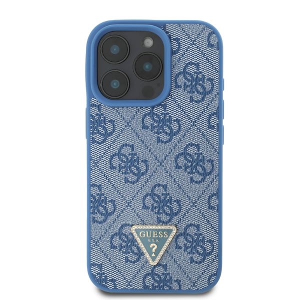 Guess GUHCP16LP4TDPB iPhone 16 Pro 6.3" blue/blue hardcase Leather 4G Triangle Strass MagSafe