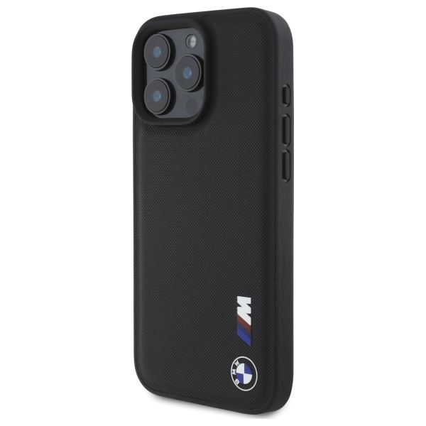 BMW iPhone 16 Pro Max Case Smooth Rubber Logo, Black