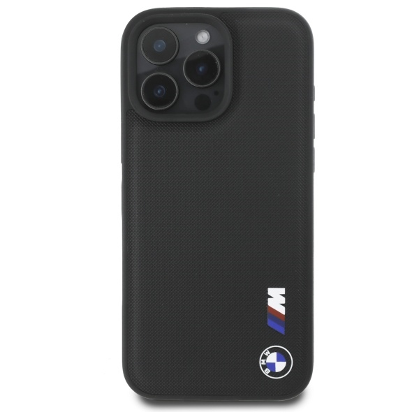 BMW iPhone 16 Pro Max Case Smooth Rubber Logo, Black
