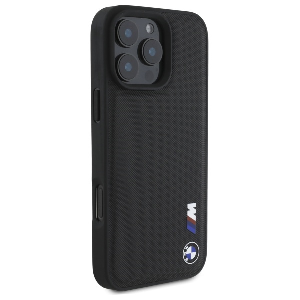 BMW iPhone 16 Pro Max Case Smooth Rubber Logo, Black