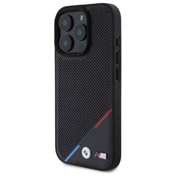 BMW BMHMP16X23PUPDK iPhone 16 Pro Max 6.9" black/black hardcase M Perforated Tricolor Line MagSafe