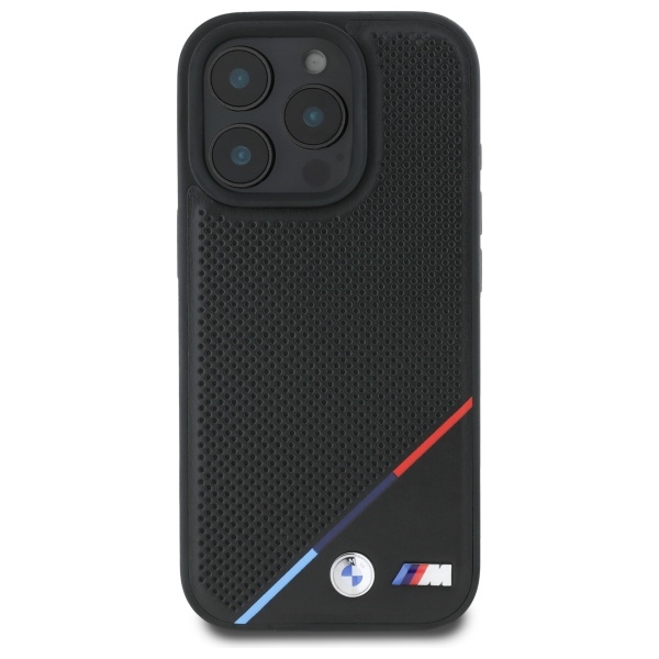 BMW BMHMP16X23PUPDK iPhone 16 Pro Max 6.9" black/black hardcase M Perforated Tricolor Line MagSafe