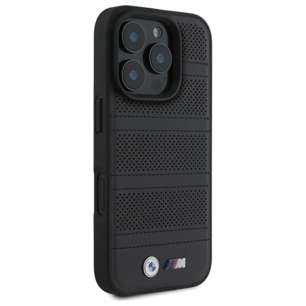 BMW iPhone 16 Pro Max Case M Perforated And Stitched Line MagSafe, Black
