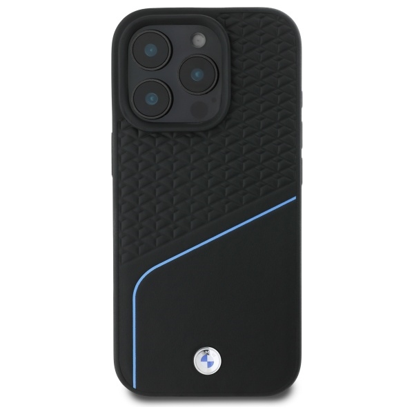 BMW iPhone 16 Pro Max vāciņš Sign Leather Textured And Line MagSafe, melns