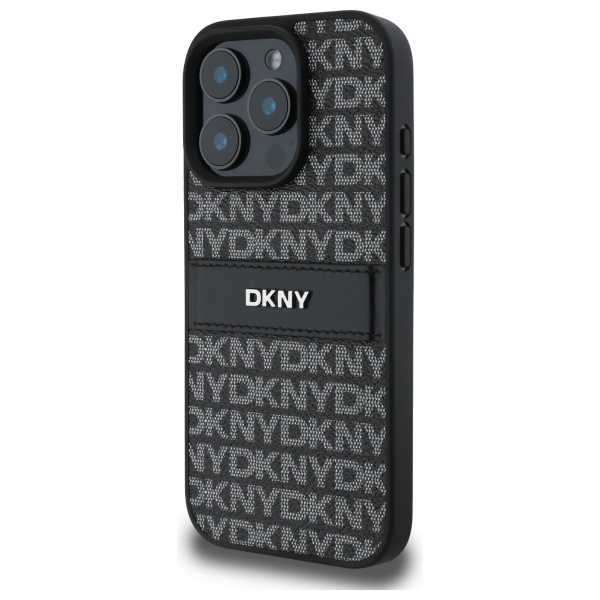 DKNY iPhone 16 Pro Case Texture Pattern Tonal Stripe, Black