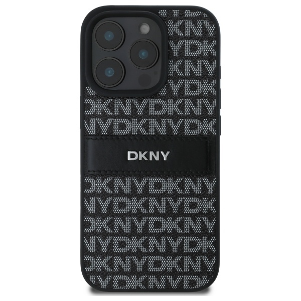 DKNY iPhone 16 Pro Case Texture Pattern Tonal Stripe, Black