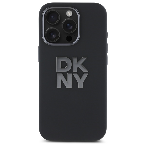 DKNY iPhone 16 Pro Case Liquid Silicone Metal Logo, Black