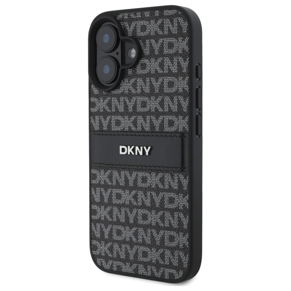 Чехол DKNY для iPhone 16 Texture Pattern Tonal Stripe, черный