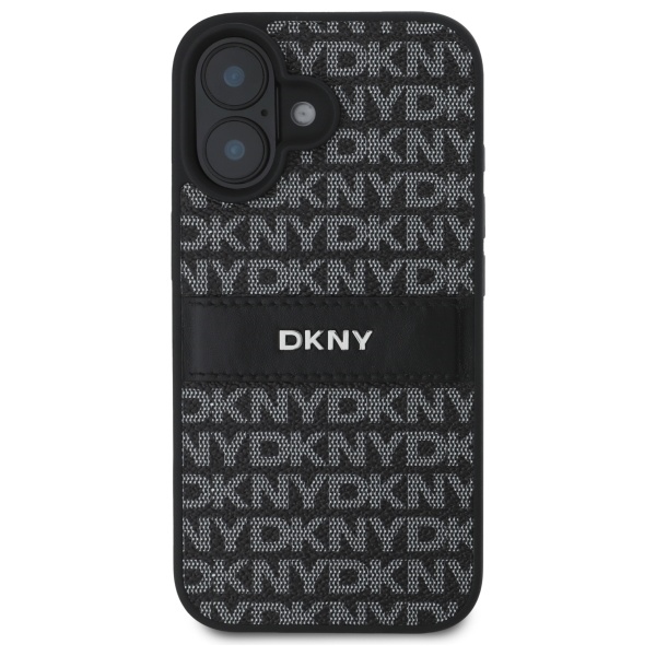 Чехол DKNY для iPhone 16 Texture Pattern Tonal Stripe, черный