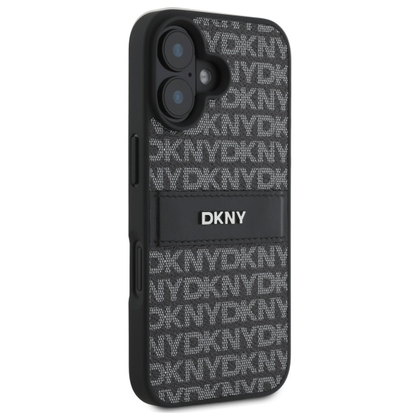 Чехол DKNY для iPhone 16 Texture Pattern Tonal Stripe, черный