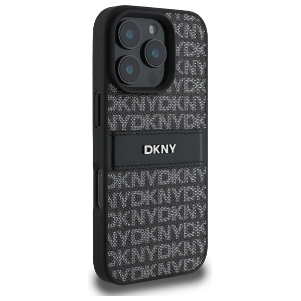 DKNY iPhone 16 Pro Max Case Texture Pattern Tonal Stripe, Black