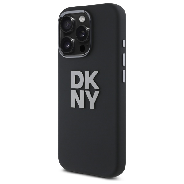 DKNY iPhone 16 Pro Max Case Liquid Silicone Metal Logo, Black