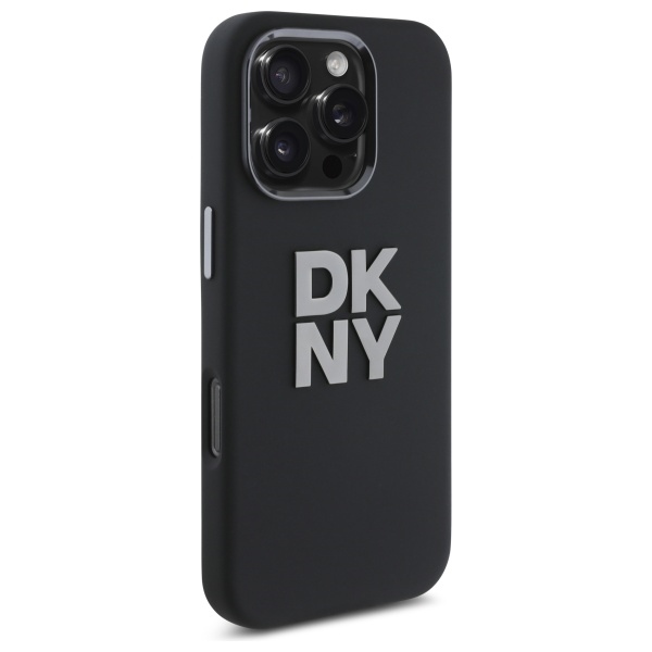 DKNY iPhone 16 Pro Max Case Liquid Silicone Metal Logo, Black