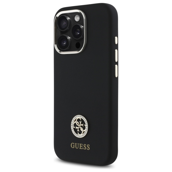 Guess GUHCP16LM4DGPK iPhone 16 Pro 6.3" black/black hardcase Silicone Logo Strass 4G