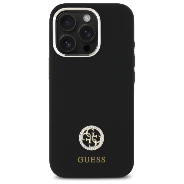 Guess GUHCP16LM4DGPK iPhone 16 Pro 6.3" black/black hardcase Silicone Logo Strass 4G