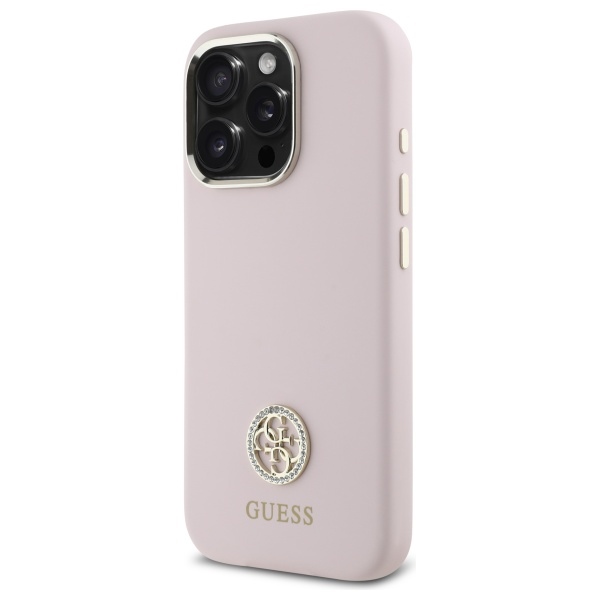 Guess GUHCP16LM4DGPP iPhone 16 Pro 6.3" light pink/pink hardcase Silicone Logo Strass 4G