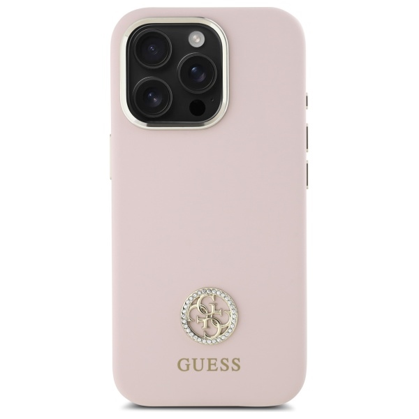 Guess GUHCP16LM4DGPP iPhone 16 Pro 6.3" light pink/pink hardcase Silicone Logo Strass 4G