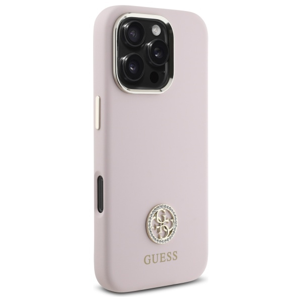 Guess GUHCP16LM4DGPP iPhone 16 Pro 6.3" light pink/pink hardcase Silicone Logo Strass 4G