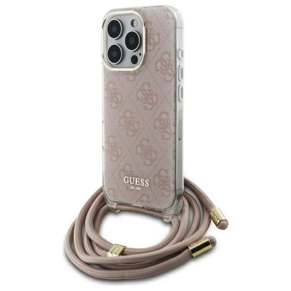 Guess GUHCP16XHC4SEP iPhone 16 Pro Max 6.9" pink/pink hardcase Crossbody Cord 4G Print