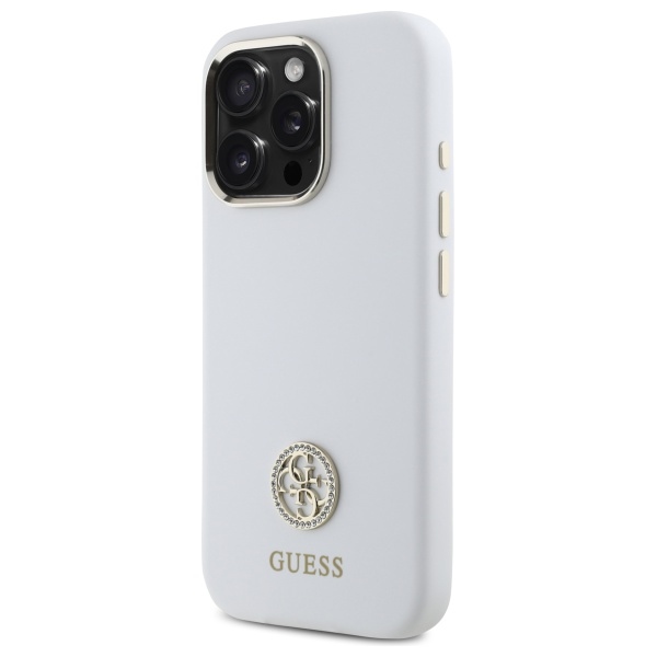 Guess GUHCP16XM4DGPH iPhone 16 Pro Max 6.9" white/white hardcase Silicone Logo Strass 4G