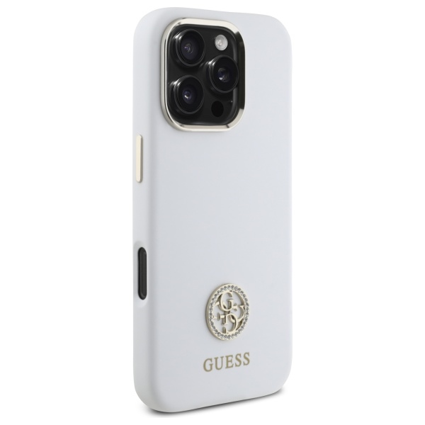 Guess GUHCP16XM4DGPH iPhone 16 Pro Max 6.9" white/white hardcase Silicone Logo Strass 4G