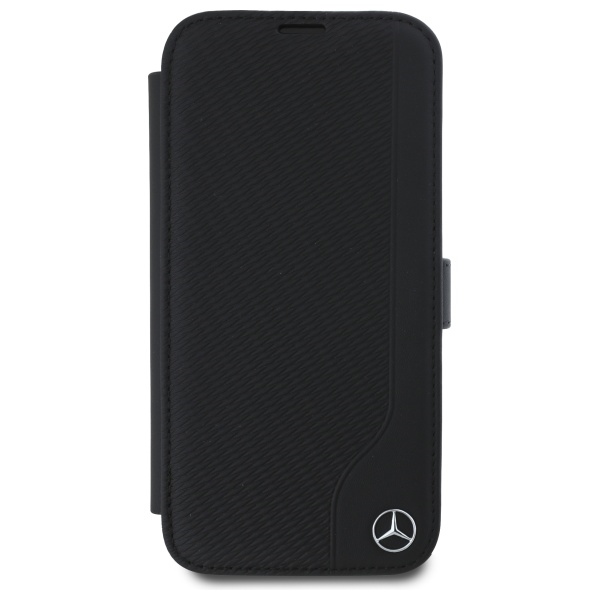 Mercedes iPhone 16 Case Leather Wood Imitation, Black