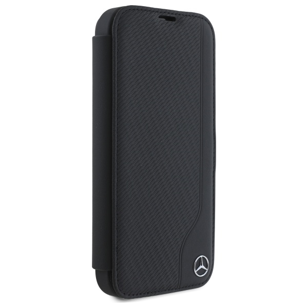 Mercedes iPhone 16 Case Leather Wood Imitation, Black