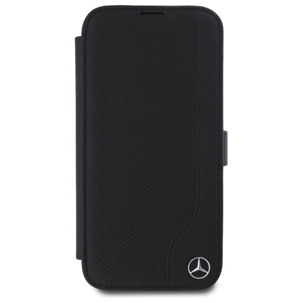 Mercedes iPhone 16 Pro Max Case Leather Wood Imitation, Black