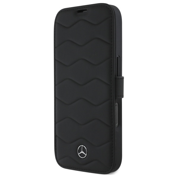 Mercedes iPhone 16 Pro Max Case MB Waves Leather, Black