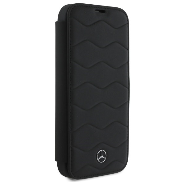 Mercedes iPhone 16 Pro Max Case MB Waves Leather, Black