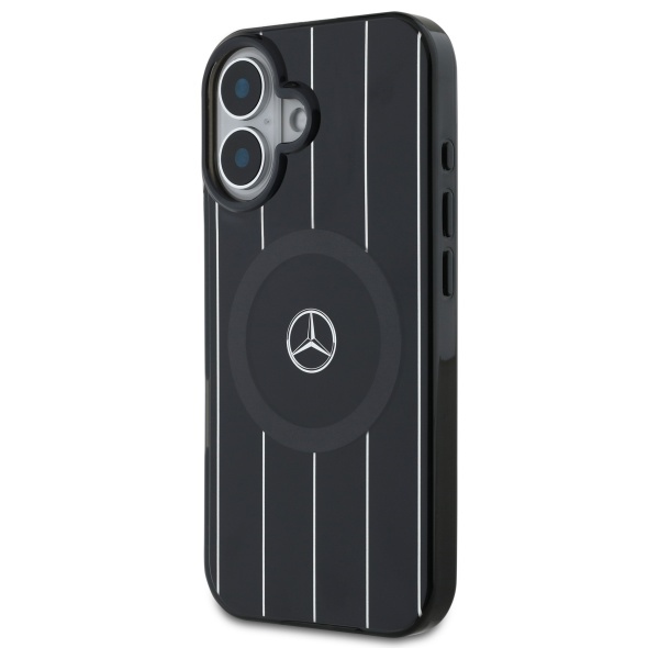 Чехол Mercedes для iPhone 16 Double Layer Crossed Lines MagSafe, черный