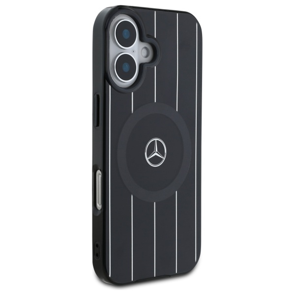 Чехол Mercedes для iPhone 16 Double Layer Crossed Lines MagSafe, черный