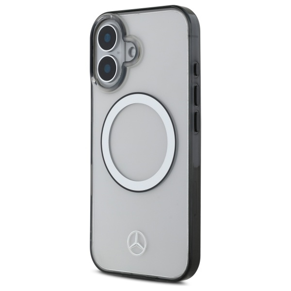Чехол Mercedes для iPhone 16 Printed Logo MagSafe, прозрачный
