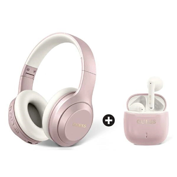 Guess GUOBPV21J14BCELP Set Bluetooth + TWS Headphones Pink/Pink
