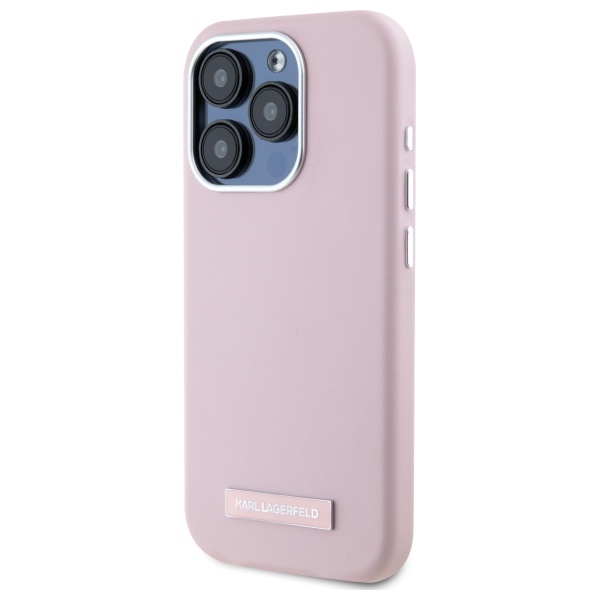 Karl Lagerfeld iPhone 15 Pro Max Case FW Metal Plate MagSafe, Pink