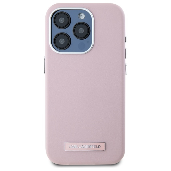Karl Lagerfeld iPhone 15 Pro Max Case FW Metal Plate MagSafe, Pink