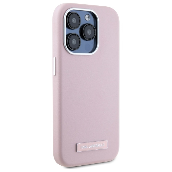 Karl Lagerfeld iPhone 15 Pro Max Case FW Metal Plate MagSafe, Pink