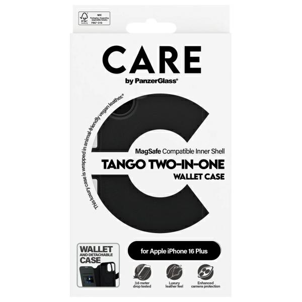CARE by PanzerGlass iPhone 16 Plus Wallet Case Feature Tango 2in1 MagSafe, Black