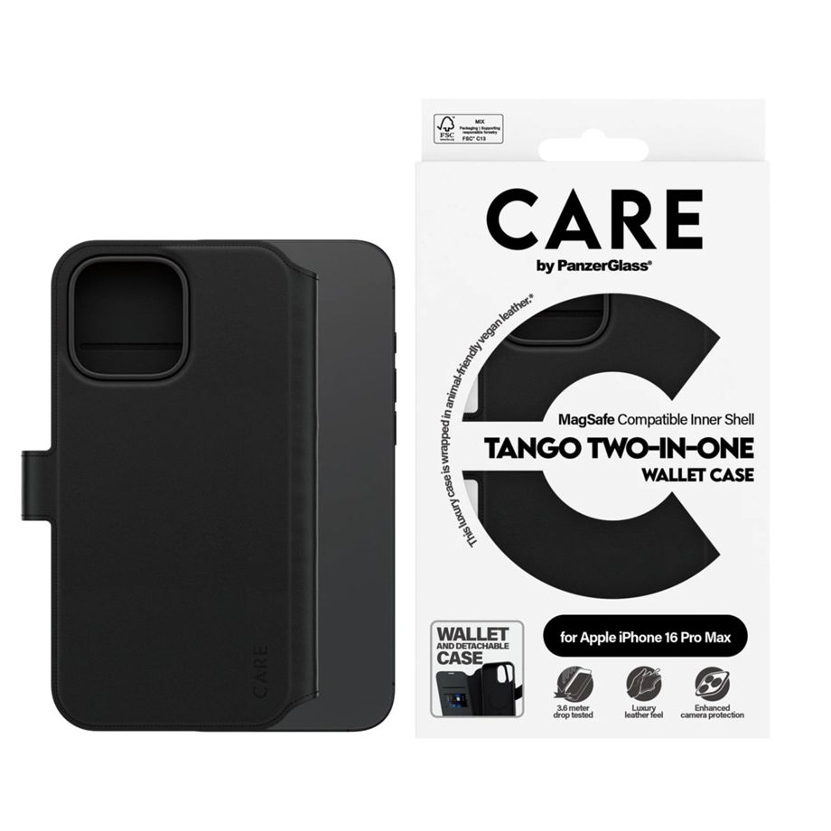CARE by PanzerGlass Feature Case Wallet MagSafe for iPhone 16 Pro Max, Black
