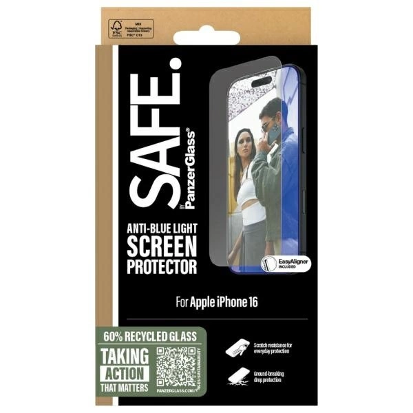 SAFE by PanzerGlass iPhone 16 / 15 6.1" Screen Protection Anti-blue Light SAFE95879