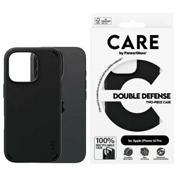 CARE by PanzerGlass Feature Double Defense Case iPhone 16 Pro 6.3" black/black 1334