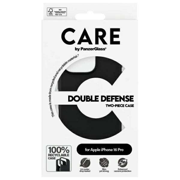 PanzerGlass iPhone 16 Pro Case CARE Feature Double Defense, Black