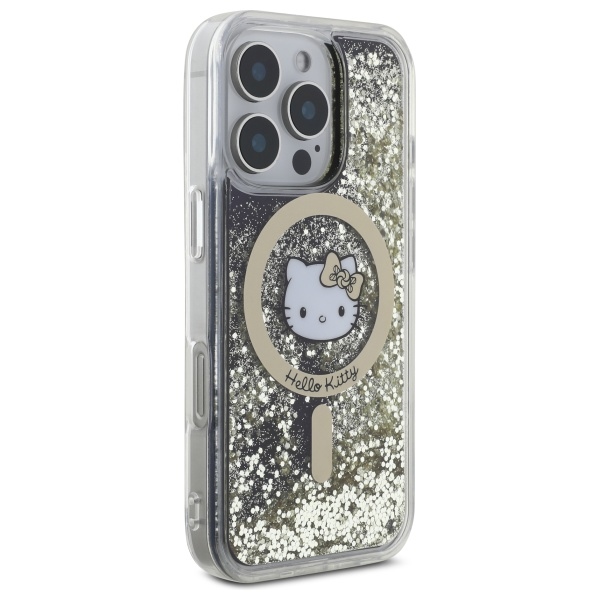 Hello Kitty iPhone 16 Pro Case Liquid Glitter Fever MagSafe, Gold