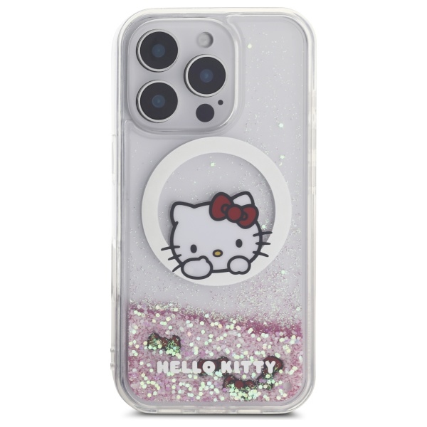 Hello Kitty iPhone 16 Pro Case Liquid Glitter Sweet Kitty Bows MagSafe, White