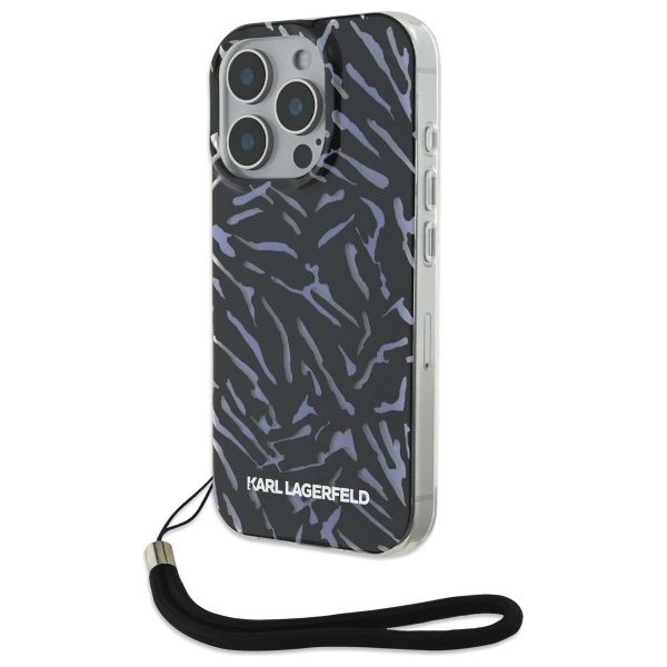 Apple iPhone 16 Pro 6.3'' Karl Lagerfeld Zebra With Cord Case Cover, Purple