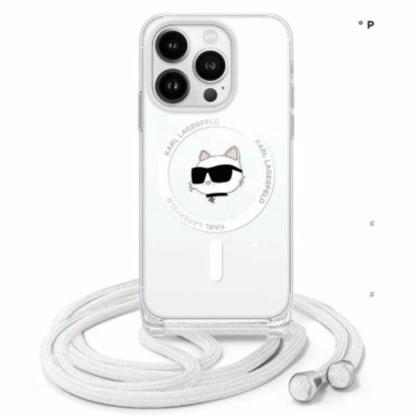 Apple iPhone 16 Pro 6.3'' Karl Lagerfeld Crossbody IML Choupette Head Magsafe Cover Case, Transparent
