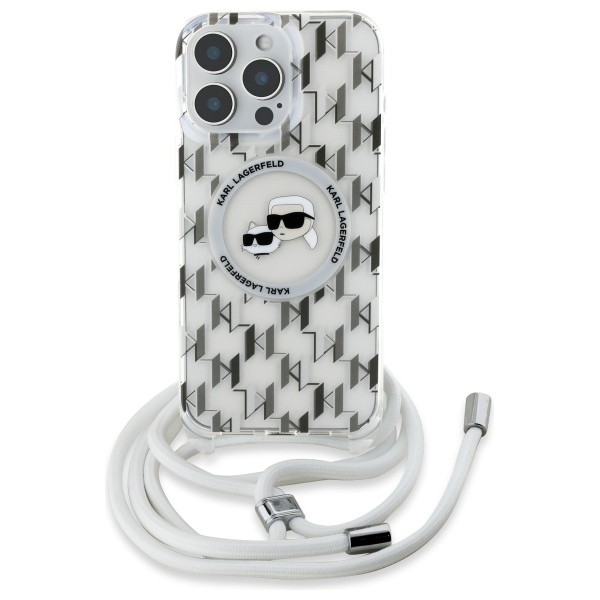 Karl Lagerfeld iPhone 16 Pro Case IML Crossbody Monogram Karl & Choupette, Clear
